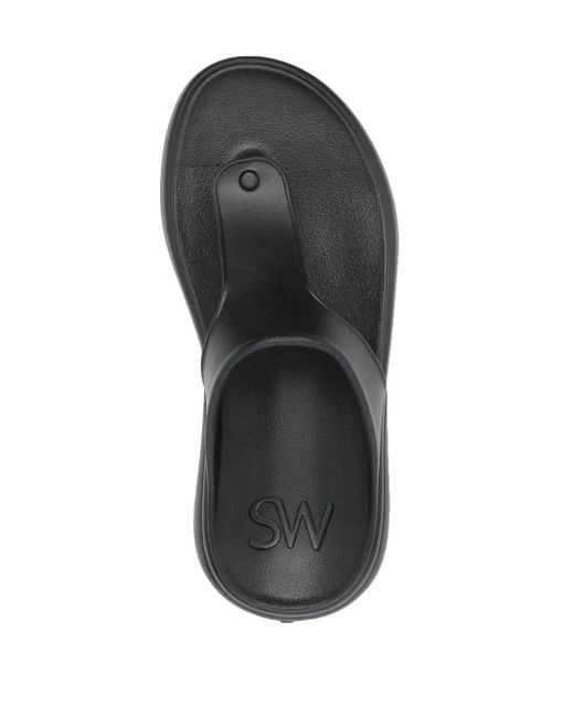 Stuart Weitzman Black Open Toe Flip Flops