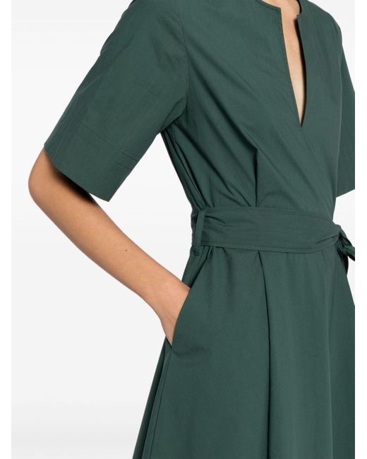 P.A.R.O.S.H. Green Belted Cotton Midi Dress
