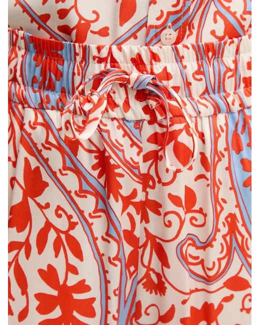 MARC AUREL Red Floral Print Drawstring Trousers