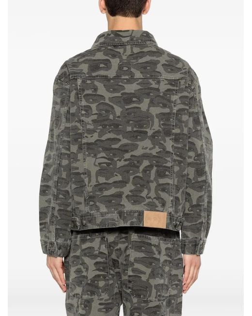 Kidsuper Gray Buttoned Camouflage Jacket for men