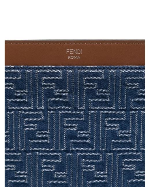 Fendi Blue Pouch Piatta Medium Ff for men
