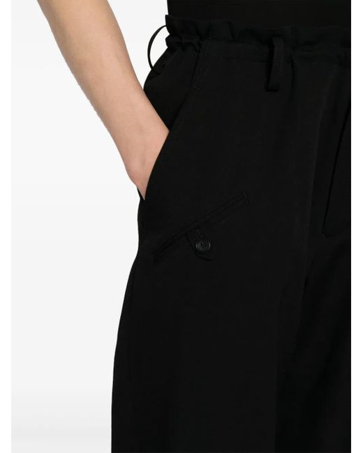 Yohji Yamamoto Black Tapered Wool Trousers for men