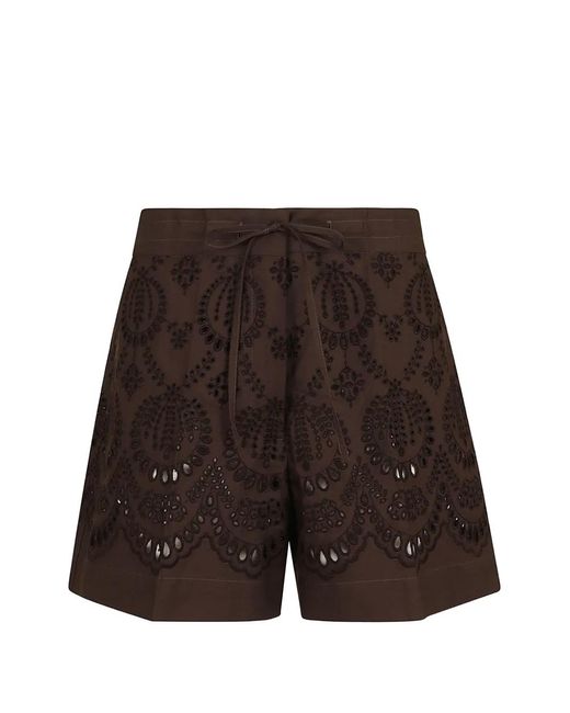 P.A.R.O.S.H. Brown Cannes Embroidered Shorts
