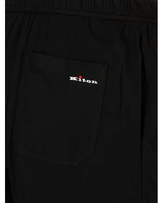 Kiton Black Logo-Embroidered Elasticated Shorts for men