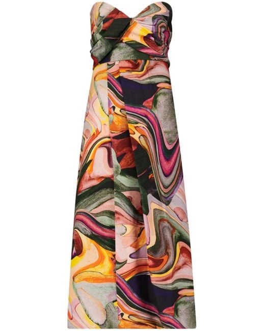 Mara Hoffman Red Yara Abstract-Print Midi Dress