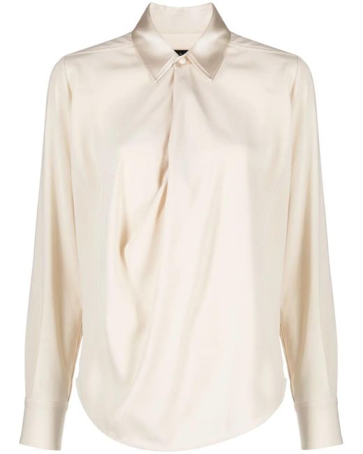 Rag & Bone Natural Philippa Draped Satin Blouse