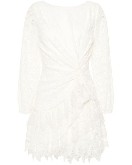 Vestido corto de encaje Maje de color White