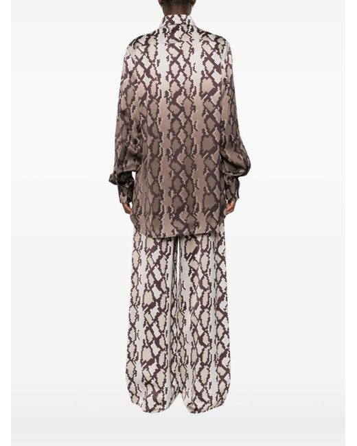 Stella McCartney Brown Snake Print Satin Pyjama Shirt
