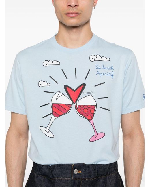 Camiseta con estampado gráfico de x Britto Mc2 Saint Barth de hombre de color Blue