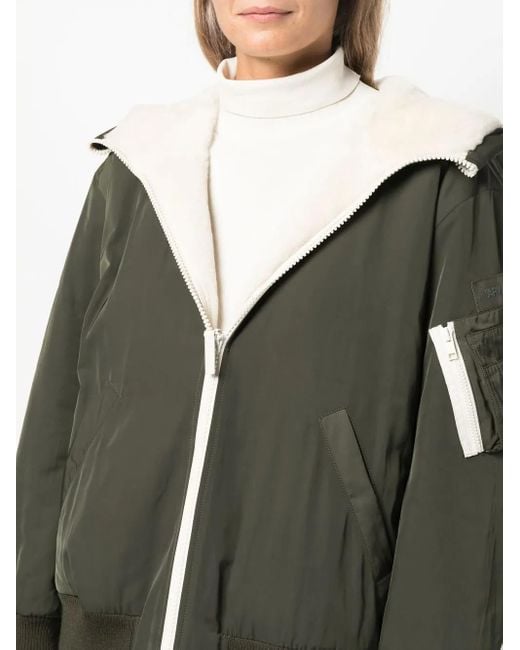 Yves Salomon Green Reversible Hooded Bomber Jacket