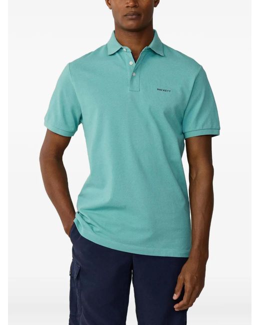 Hackett Green Embroidered Pique Polo Shirt for men