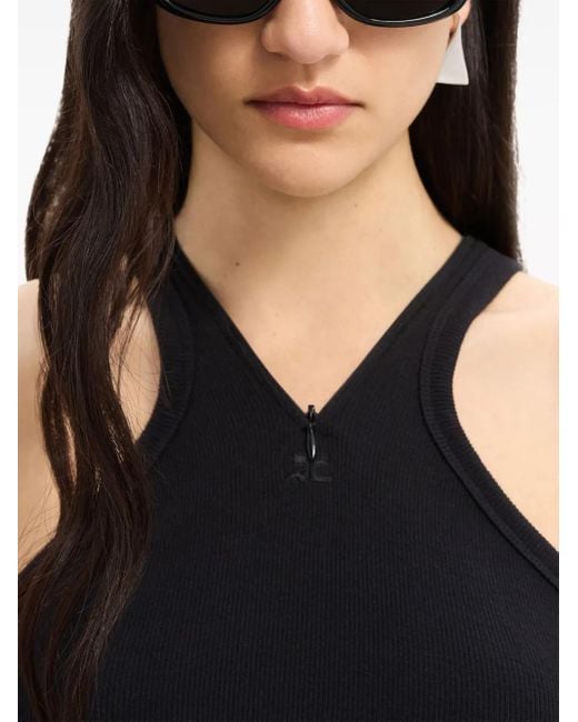 Courreges Blue 90S Criss Cross Tank Top
