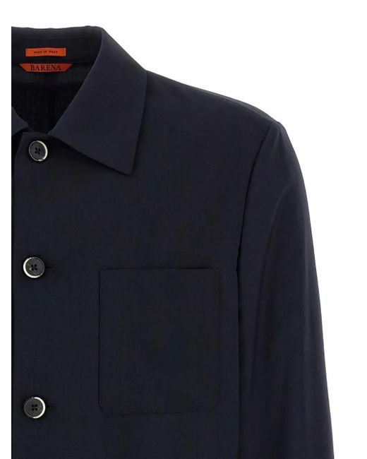 Barena Blue Button-Fastening Overshirt for men
