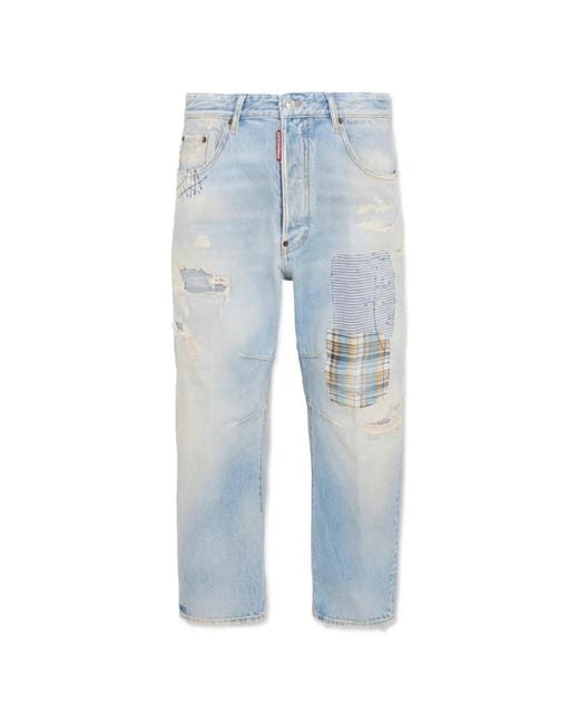 DSquared² Blue Patched Superlite Kawaii Jeans for men