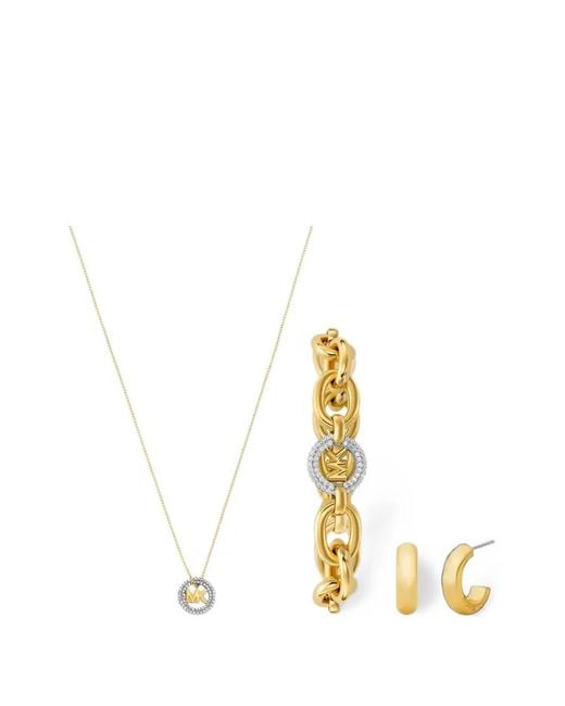 Michael Kors Metallic Logo-Plaque Necklace (Set Of Three)