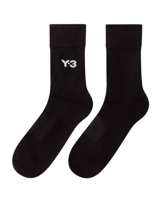 Y-3 Black Logo-Embroidered Ribbed Socks for men