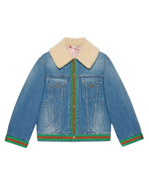 gucci shearling denim jacket