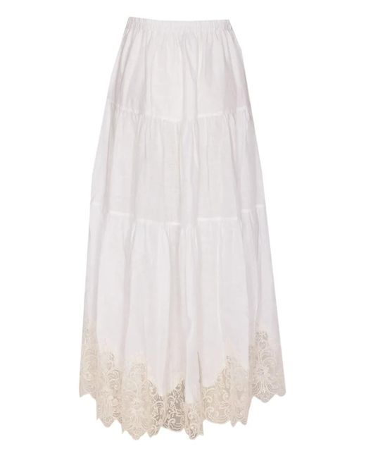 Jupe Bordée De Dentelle À Taille Élastique Maurizio Miri en coloris White
