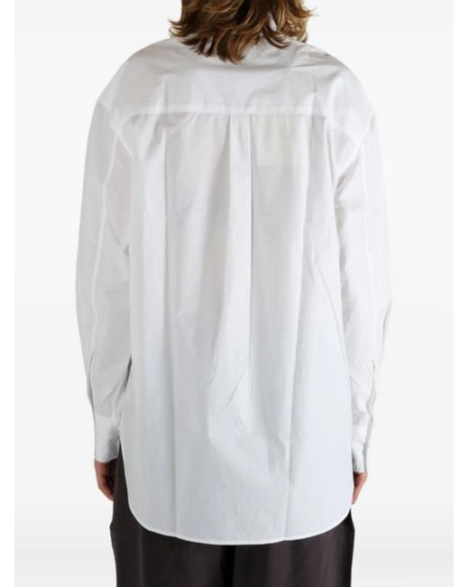 Studio Nicholson White Leto patch-pocket long-sleeve shirt