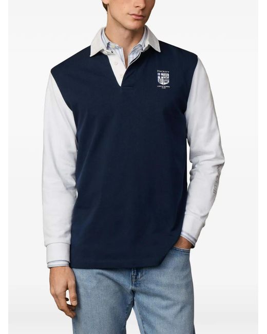 Hackett Blue Long-Sleeve Polo Shirt for men