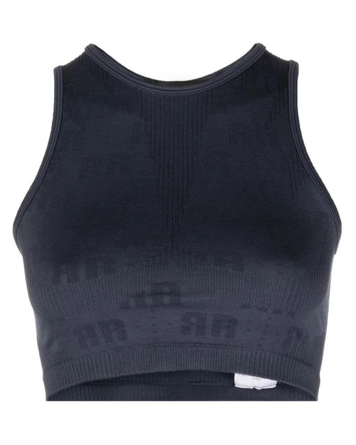 ROTATE BIRGER CHRISTENSEN Blue Logo Round Neck Top