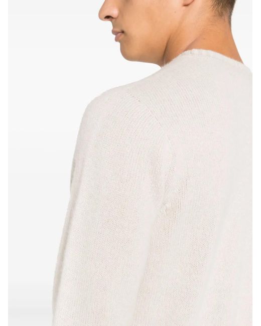 Drumohr White Crew-Neck Cashmere Jumper for men