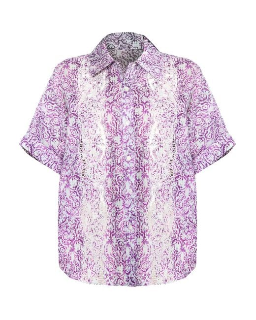CHRISTY LYNN Purple Lilian Embroidered-Insert Shirt