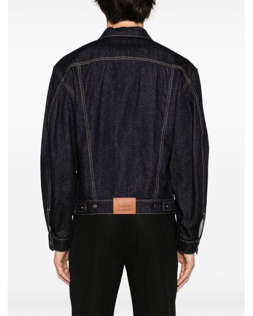 Veste en jean à col italien Alexander McQueen pour homme en coloris Black