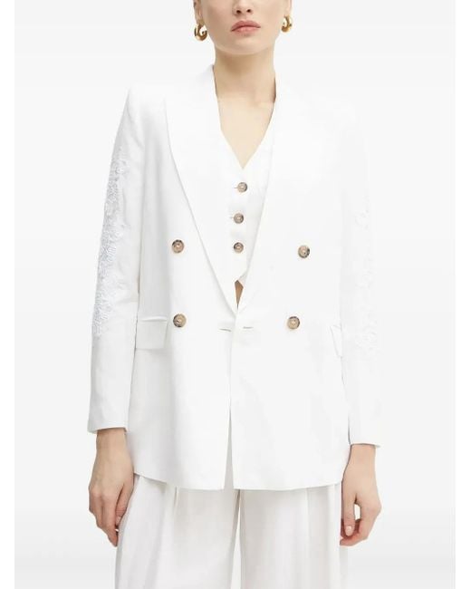 Blazer con doble botonadura y bordado Ermanno Scervino de color White
