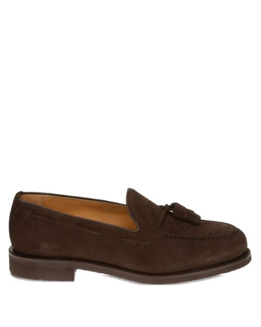 Berwick Shoes Brown Tassel-Detail Leather Loafers for men