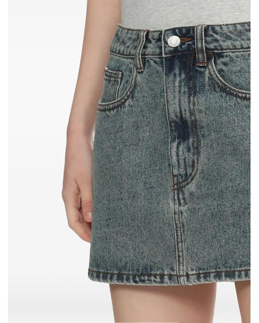 A Bathing Ape Gray Heart-Motif Denim Mini Skirt