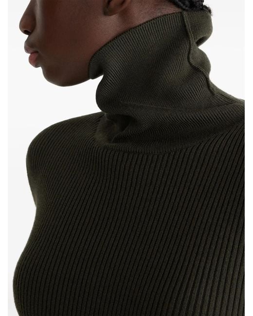 Patou Green Ribbed Roll-Neck Sweater