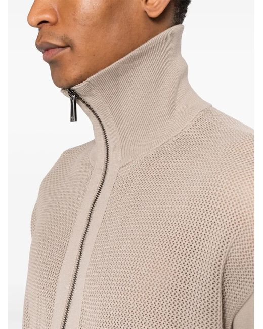 Emporio Armani Natural Zip-Up Cotton Cardigan for men