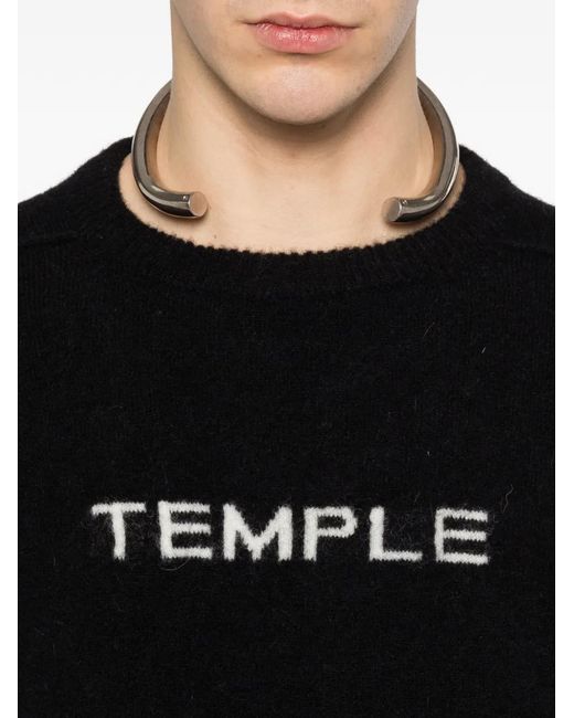 Rick Owens Black Crew-Neck Letter-Intarsia Sweater for men