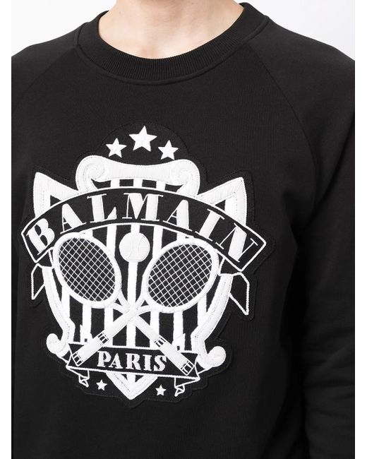 Balmain Black Logo-Embellished Sweatshirt for men