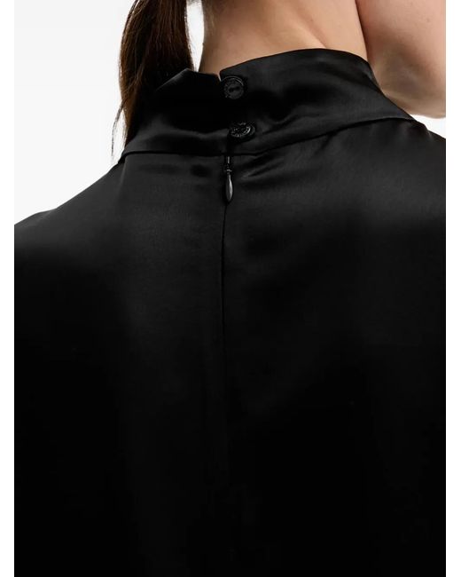 Isabelle Blanche Black Mock-Neck Slit Midi Dress
