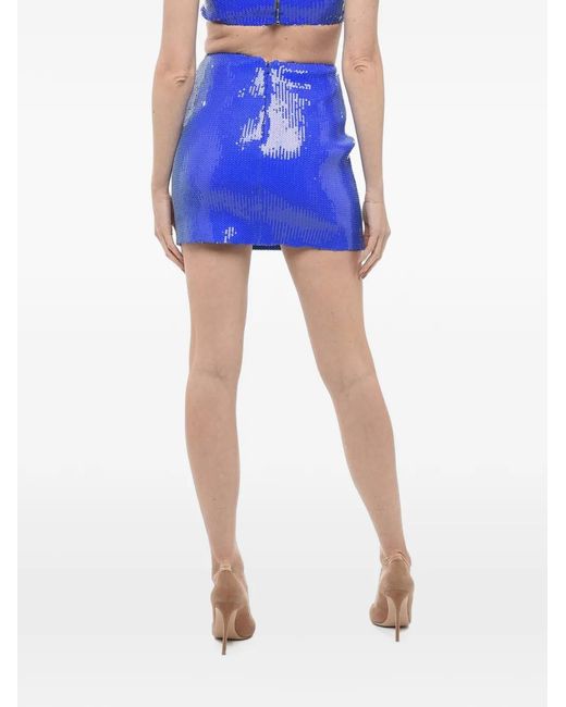 David Koma Blue Sequin-Embellished Zip-Fastening Mini Skirt