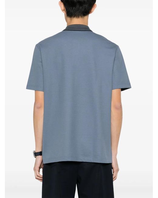 Brioni Blue Logo-Embroidered Polo Shirt for men