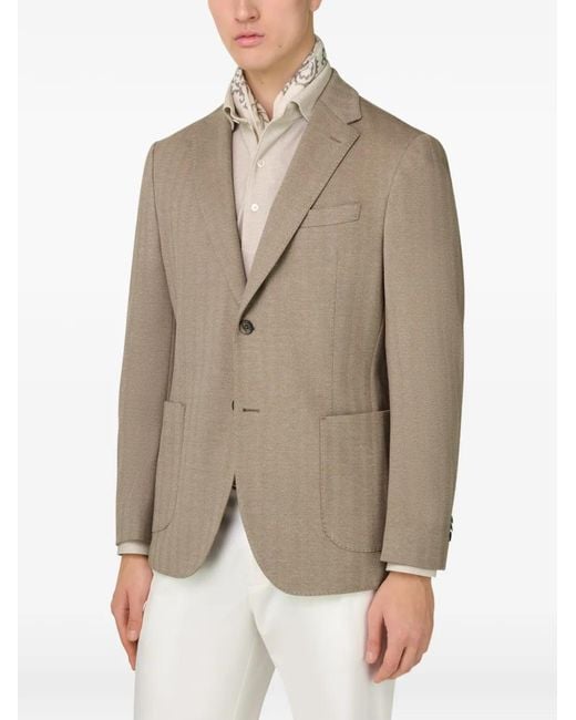 Boggi Natural Herringbone Patch Pocket Jacket for men