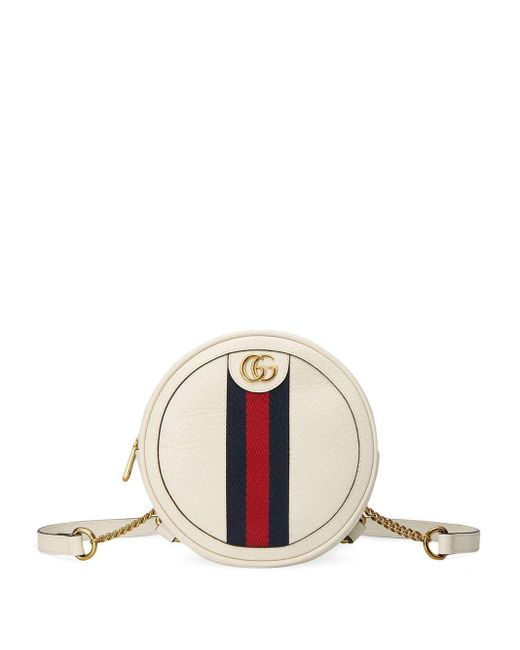 Gucci White Ophidia Mini Round Shoulder Bag