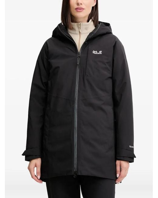 Jack Wolfskin Black Zip-Fastening Hooded Performance Jacket