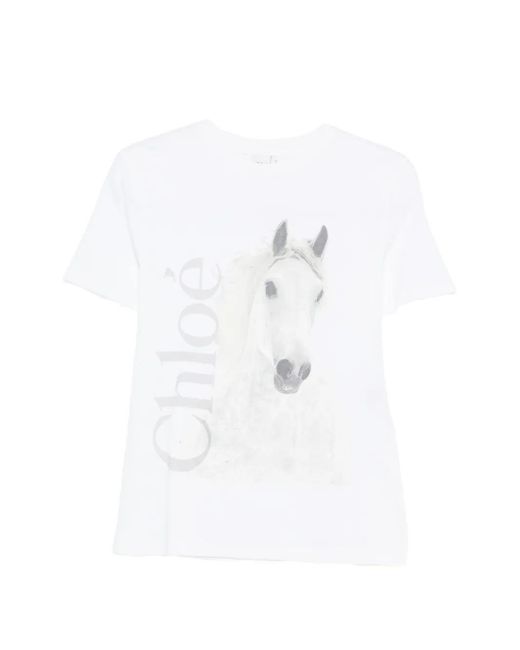 Chloé White Printed Cotton T-Shirt