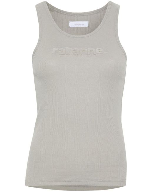 Rabanne Gray Flocked-logo Sleeveless Top