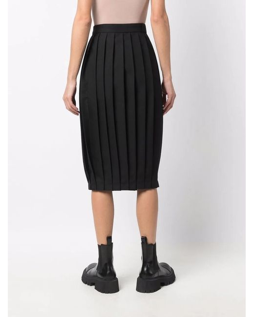 AMI Black Mid-Length Pleated Skirt