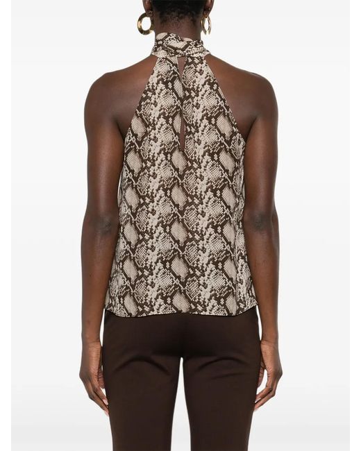 Nili Lotan Natural Snake-Pattern Halter-Neck Top