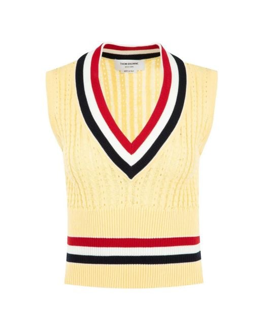 Thom Browne Gray Cricket Rwb-Stripe Vest