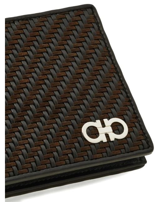 Ferragamo Black Wallet With Woven Pattern for men