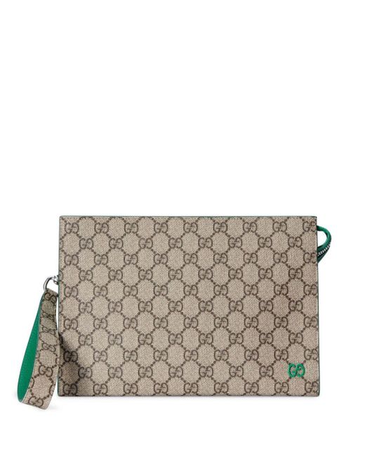 Gucci Gray GG Supreme Clutch Bag