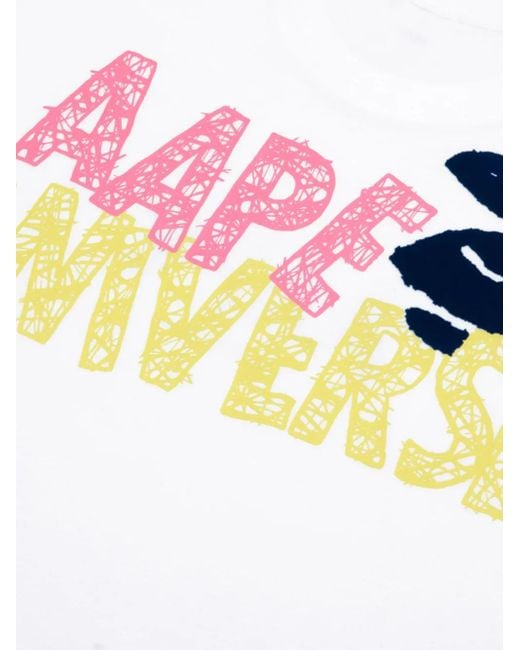 Aape By A Bathing Ape Aape Universe T-Shirt Met Grafische Print in het White voor heren
