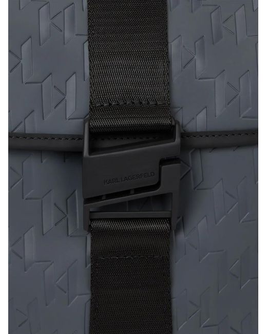 Karl Lagerfeld Black Monogram Weatherproof Backpack for men